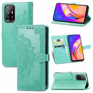 huismerk Voor Oppo A94 5G / F19 PRO + 5G / RENO5 Z Mandala Bloem In reliëf gebracht Horizontale Flip Lederen Case met Houder & Three Card Slots & Wallet & Lan