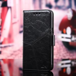 huismerk Geometrische stiksels horizontale flip TPU + PU lederen tas met houder & kaart slots & portefeuille voor iPhone 13 mini