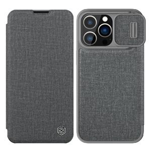 NILLKIN QIN Series Pro Sliding Camera Cover Leather Phone Case For iPhone 13 Pro(Grey)