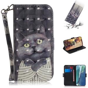 huismerk Voor Samsung Galaxy Note20 3D Gekleurde tekening horizontale flip lederen case met Holder & Card Slots & Wallet & Lanyard(Hug Cat)