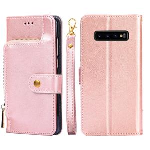 huismerk Voor Samsung Galaxy S10 + Zipper Bag PU + TPU Horizontale Flip Lederen Case met Houder & Card Slot & Portemonnee & Lanyard (Rose Gold)