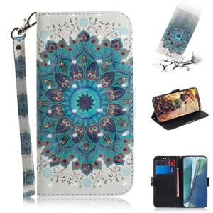 huismerk Voor Samsung Galaxy Note20 3D Gekleurde tekening horizontale flip lederen koffer met Holder & Card Slots & Wallet & Lanyard(Peacock Wreath)