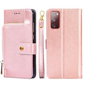 huismerk Voor Samsung Galaxy S20 Zipper Bag PU + TPU horizontale flip lederen hoesje met houder kaartsleuf & portemonnee & lanyard (rose goud)