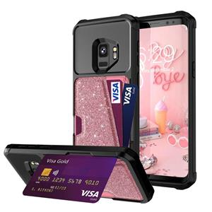 huismerk Voor Samsung Galaxy S9 glitter magnetische kaarttas telefoonhoesje