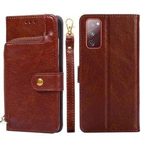 huismerk Voor Samsung Galaxy S20 + Zipper Bag PU + TPU Horizontale Flip Lederen Case met Houder & Card Slot & Wallet & Lanyard (Brown)