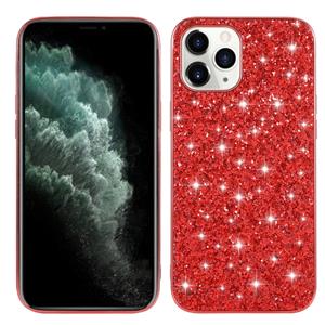 huismerk Voor iPhone 12 Glitter Powder Shockproof TPU Beschermhoes(Rood)