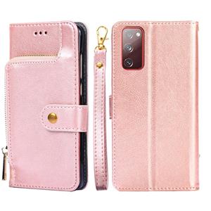 huismerk Voor Samsung Galaxy S20 + Zipper Bag PU + TPU Horizontale Flip Leren Case met Houder & Card Slot & Portemonnee & Lanyard (Rose Gold)