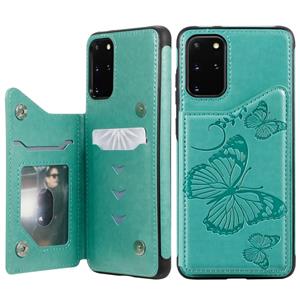 huismerk Voor Galaxy S20 Plus Butterfly Embossing Pattern Shockproof Protective Case met Holder & Card Slots & Photo Frame(Groen)