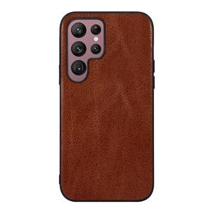 huismerk Voor Samsung Galaxy S22 Ultra 5G Lederen Double Color Crazy Horse Phone Case (Brown)