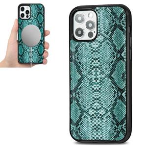 huismerk Python Texture Embossing Magnetic PU + TPU Beschermhoes voor iPhone 12 mini(Groen)