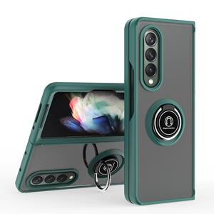 huismerk Voor Samsung Galaxy Z Fold3 5G Q Shadow 1 Serie TPU + PC Houder Phone Case (Dark Green)