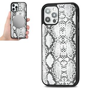 huismerk Python Texture Embossing Magnetic PU + TPU Beschermhoes voor iPhone 12 mini(Wit)