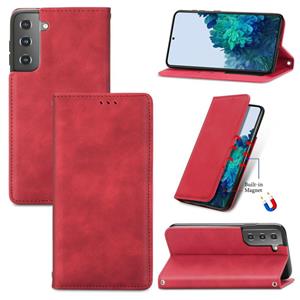 huismerk Voor Samsung Galaxy S22 5G Retro Skin Feel Magnetic Horizontal Flip Lederen Case met Houder & Card Slots & Portemonnee & Fotolijst