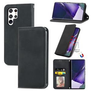 huismerk Voor Samsung Galaxy S22 Ultra 5G Retro Skin Feel Magnetic Horizontal Flip Lederen Case met Houder & Card Slots & Portemonnee & Fotolijst