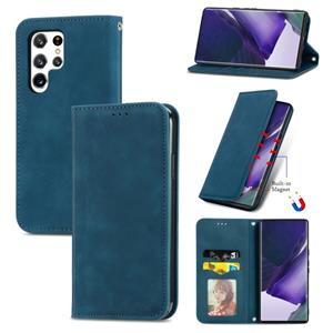 huismerk Voor Samsung Galaxy S22 Ultra 5G Retro Skin Feel Magnetic Horizontal Flip Lederen Case met Houder & Card Slots & Portemonnee & Fotolijst