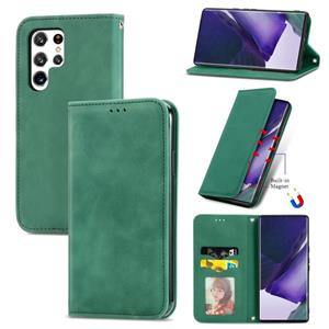 huismerk Voor Samsung Galaxy S22 Ultra 5G Retro Skin Feel Magnetic Horizontal Flip Lederen Case met Houder & Card Slots & Portemonnee & Fotolijst