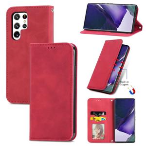 huismerk Voor Samsung Galaxy S22 Ultra 5G Retro Skin Feel Magnetic Horizontal Flip Lederen Case met Houder & Card Slots & Portemonnee & Photo Frame