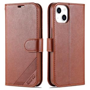 Azns Sheepskin Texture Horizontale Flip Leren Case met Houder & Card Slots & Portemonnee voor iPhone 13 (Brown)