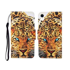 huismerk Voor iPhone XR geschilderd patroon horizontale flip Leathe case (leopard)