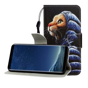 huismerk Voor Galaxy S8 Gekleurde tekening horizontale flip lederen hoes met houder & kaartslot & portemonnee (Down Jacket Cat)