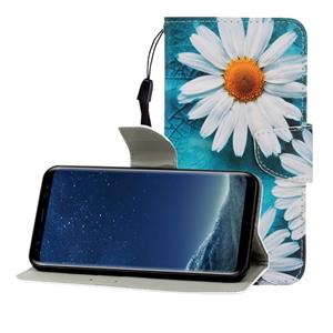 huismerk Voor Galaxy S8 Gekleurde tekening horizontale flip lederen hoes met houder & kaartslot & portemonnee (chrysant)