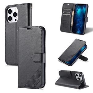 AZNS Sheepskin Texture Horizontale Flip Leren Case met Houder & Card Slots & Portemonnee voor iPhone 13 Pro (Zwart)