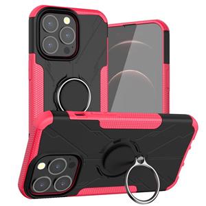 huismerk Armour Beer Schokbestendig PC + TPU-beschermhoes met ringhouder voor iPhone 13 Mini (Rose Red)