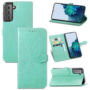 huismerk Voor Samsung Galaxy S22 5G Mandala Bloem Reliëf Horizontale Flip Lederen Case met Houder & Card Slots & Wallet & Lanyard