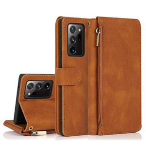 huismerk Voor Samsung Galaxy Note20 Ultra Skin-feel Crazy Horse Texture Zipper Wallet Bag Horizontale Flip Lederen Case met Houder & Kaart Slots & Portemonnee