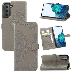 huismerk Voor Samsung Galaxy S22 5G Mandala Bloem In reliëf gemaakte Horizontale Flip Leren Case met Houder & Card Slots & Wallet & Lanyard