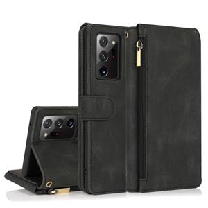 huismerk Voor Samsung Galaxy Note20 Ultra Skin-feel Crazy Horse Texture Zipper Portemonnee Tas Horizontale Flip Lederen Case met Houder & Kaart Slots & Portemo