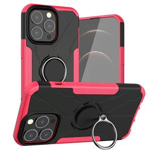 huismerk Armor Bear Shockproof PC + TPU beschermhoes met ring houder voor iPhone 13 (rose rood)