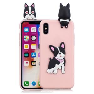 huismerk Voor iPhone XS/X 3D Cartoon patroon schokbestendig TPU beschermende case (schattige hond)