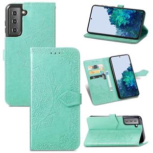 huismerk Voor Samsung Galaxy S22 + 5G Mandala Bloem In reliëf gemaakte Horizontale Flip Lederen Case met Houder & Card Slots & Wallet & Lanyard