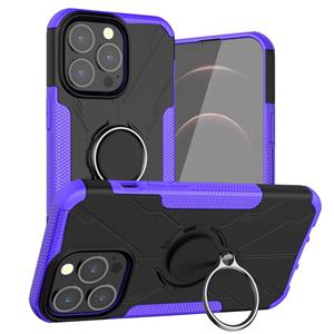 huismerk Armor Beer Schokbestendig PC + TPU beschermhoes met ringhouder voor iPhone 13 Pro (Purple)