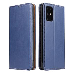 fierreshann Voor Galaxy S20 Fierre Shann PU Genuine Leather Texture Horizontal Flip Leather Case met Holder & Card Slots & Wallet(Blue)