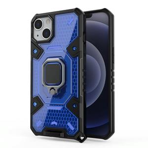 huismerk Space PC+TPU Ring Holder Protective Case For iPhone 13(Blue)