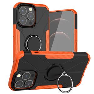 huismerk Armour Beer Schokbestendig PC + TPU-beschermhoes met ringhouder voor iPhone 13 Pro