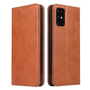 fierreshann Voor Galaxy S20 Fierre Shann PU Genuine Leather Texture Horizontal Flip Leather Case met Holder & Card Slots & Wallet(Brown)