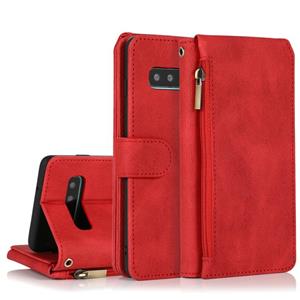 huismerk Voor Samsung Galaxy S10 Skin-feel Crazy Horse Texture Zipper Wallet Bag Horizontale Flip Lederen Case met Houder & Kaart Slots & Portemonnee & Lanyard