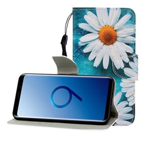 huismerk Voor Galaxy S9 Gekleurde tekening horizontale flip lederen hoes met houder & kaartslot & portemonnee (chrysant)