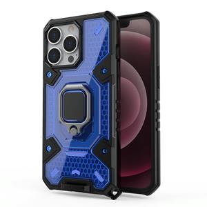 huismerk Space PC+TPU Ring Holder Protective Case For iPhone 13 Pro(Blue)