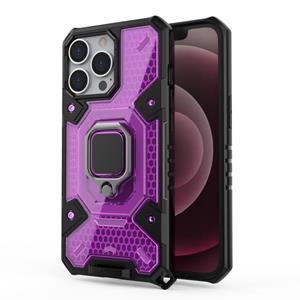 huismerk Space PC+TPU Ring Holder Protective Case For iPhone 13 Pro(Purple)