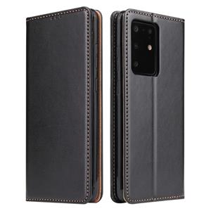 fierreshann Voor Galaxy S20 Ultra Fierre Shann PU Genuine Leather Texture Horizontal Flip Leather Case met Holder & Card Slots & Wallet(Black)