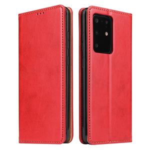 fierreshann Voor Galaxy S20 Ultra Fierre Shann PU Genuine Leather Texture Horizontal Flip Leather Case met Holder & Card Slots & Wallet(Red)