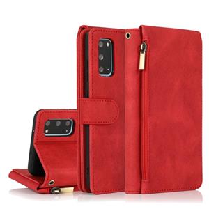 huismerk Voor Samsung Galaxy S20 Skin-feel Crazy Horse Texture Zipper Portemonnee Tas Horizontale Flip Lederen Case met Houder & Kaart Slots & Portemonnee & La