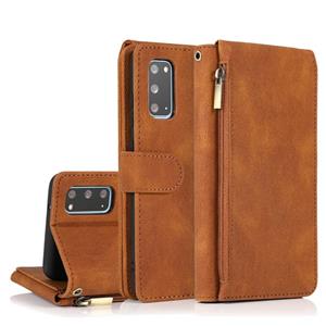 huismerk Voor Samsung Galaxy S20 Skin-feel Crazy Horse Texture Zipper Portemonnee Tas Horizontale Flip Lederen Case met Houder & Kaart Slots & Portemonnee & La