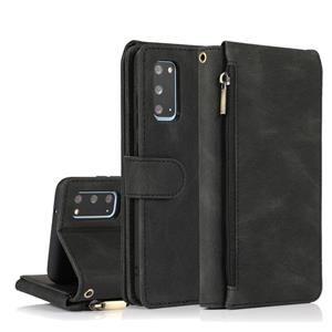 huismerk Voor Samsung Galaxy S20 Skin-feel Crazy Horse Texture Zipper Portemonnee Tas Horizontale Flip Lederen Case met Houder & Kaart Slots & Portemonnee & La