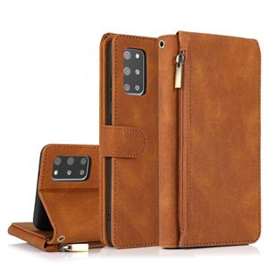 huismerk Voor Samsung Galaxy S20 + Skin-feel Crazy Horse Texture Zipper Wallet Bag Horizontale Flip Leather Case met houder & Kaart Slots & Portemonnee & Lanya