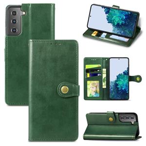 huismerk Voor Samsung Galaxy S22 5G Solid Color Leather Buckle Case